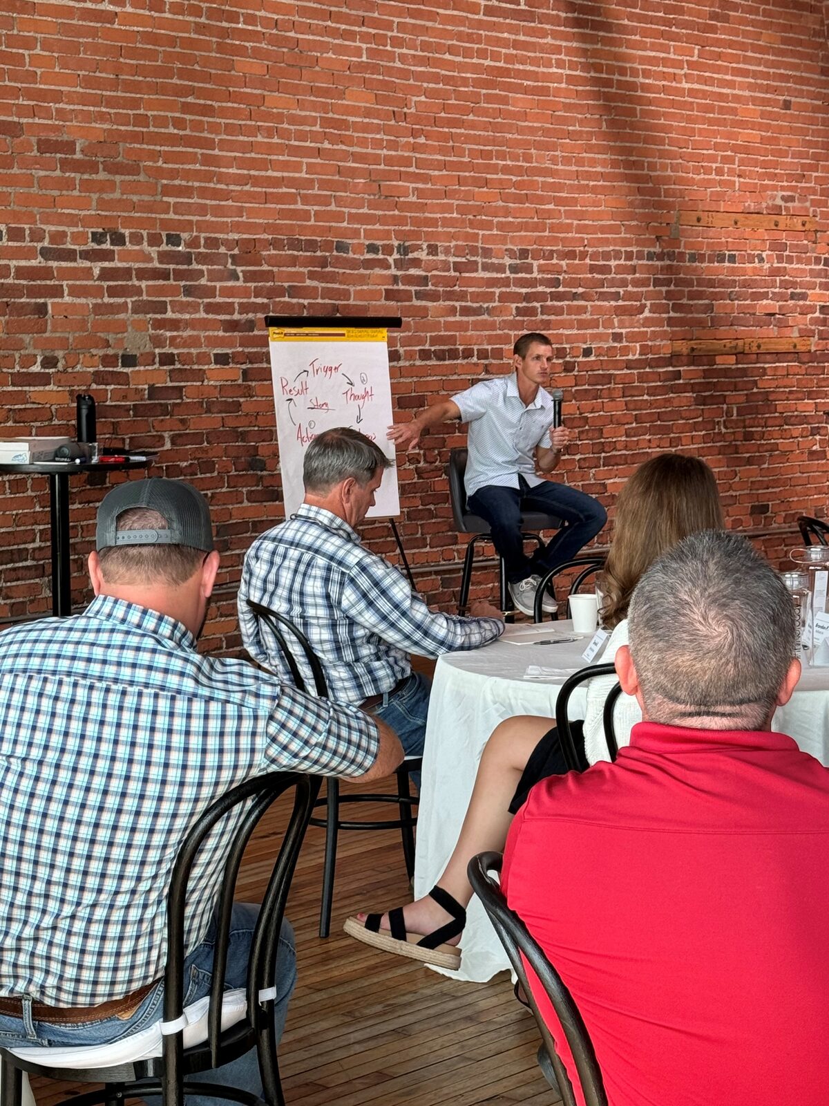 Jon Anderson leading a small-group workshop discussion